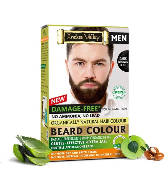 Damage Free Beard Colour Dark Brown - (78ml + 8g), Indus Valley