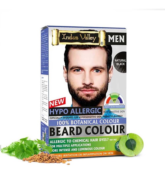 Hypo Allergic Beard Colour Black - (100g + 15ml), Indus Valley