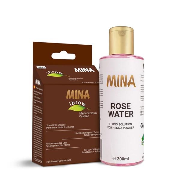 Ibrow Medium Brown Regular pack with Rose Water, MINA