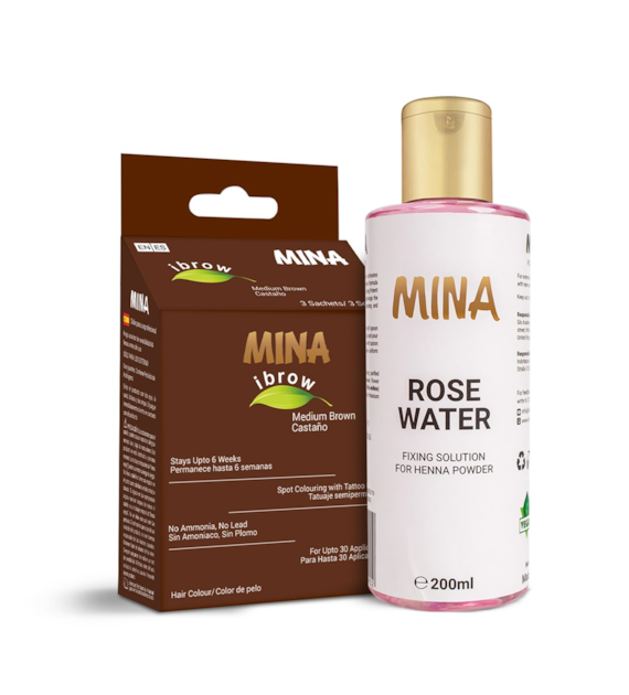 Ibrow Medium Brown Regular pack with Rose Water, MINA