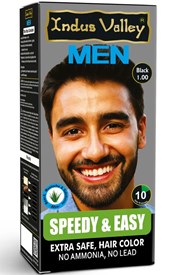 Men Black Hair Color 1.00 Speedy & Easy, 220ml, Indus Valley