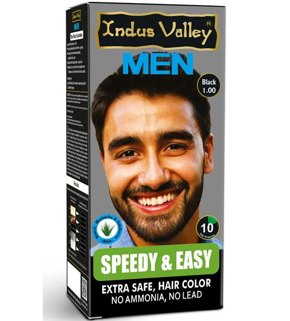 Men Black Hair Color 1.00 Speedy & Easy, 220ml, Indus Valley