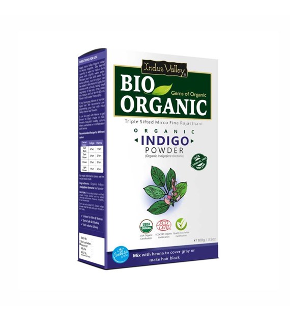 Organic indigo powder, 100% natural  ECOCERT, 2x 100 g, Indus Valley