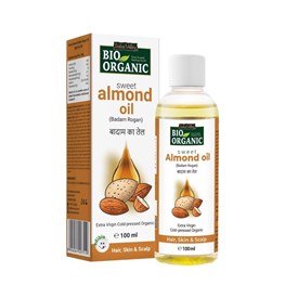 Bio Organic Sweet Almond Oil for Hair and Skin, 100ml, Indus Valley
