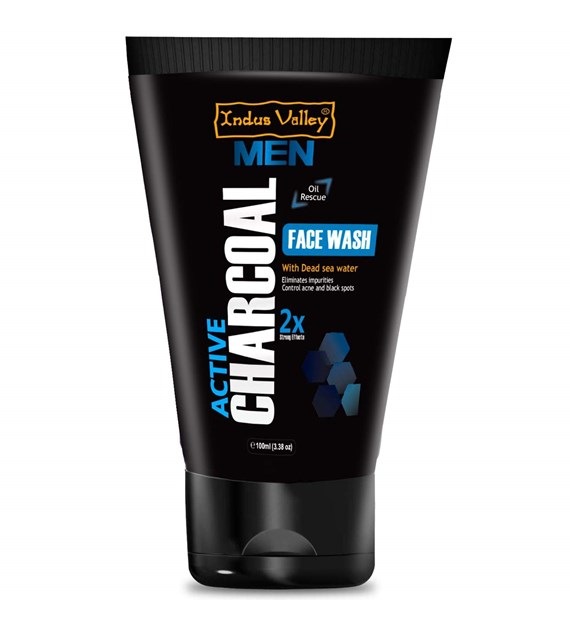 Men Oil Control Charcoal Face Wash, 100ml, Indus Valley