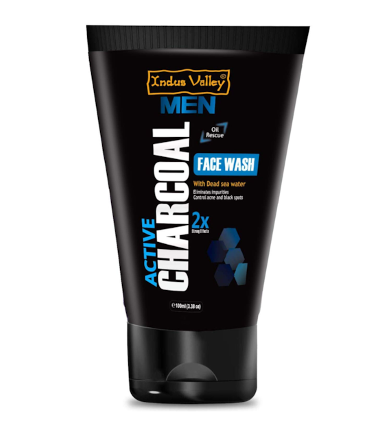 Men Oil Control Charcoal Face Wash, 100ml, Indus Valley